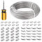 NEWFUN Garden Wire/Cable Railing Kit, 100M cavo acciaio 3mm, Set di cavo acciaio 3mm, ditale, adatto per filo di tensione per recinzioni, fune metallica per lampade da esterno, fune per tende