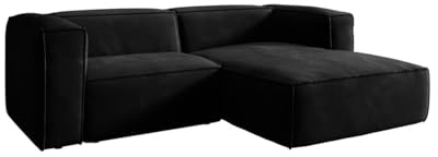 Luxusbetten24 Designer Sofa Comfy L Mini in Samt Schwarz Rechts