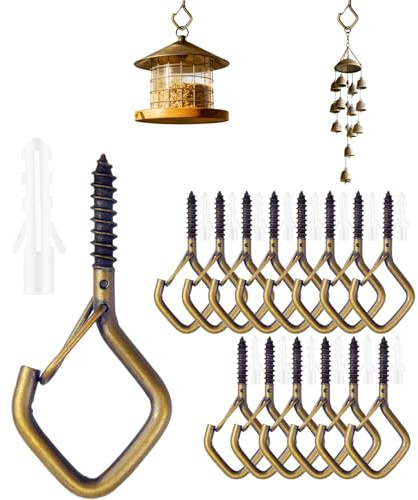Ticway Q-Hanger Haken für Lichterketten, Deckenaufhänger für Pflanzen und Windspiele, Weihnachtsdekorationen, Outdoor-Haken, Bronze, 12 Stück