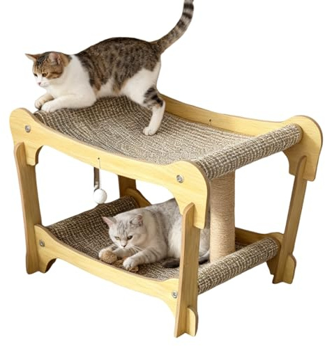 Kratzunterlage für Katzen, strapazierfähig, Wellpappe, langlebig, wendbar, stabiles Design, schützt Sofas, Teppiche, hält Katzen aktiv, ideal für Indoor-Katzen, 56 x 35,5 x 37 cm