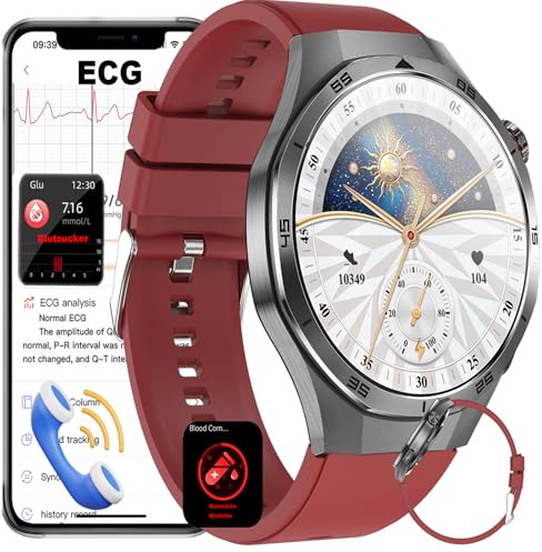 𝐛𝐥𝐮𝐭𝐳𝐮𝐜𝐤𝐞𝐫 Smartwatch 𝐛𝐥𝐮𝐭𝐳𝐮𝐜𝐤𝐞𝐫𝐦𝐞𝐬𝐬𝐮𝐧𝐠 EKG 𝐃𝐢𝐚𝐛𝐞𝐭𝐞𝐬 Harnsäure/BMI Gesundheitsuhr Mit Telefonfunktion/SOS,24H Herzfrequenz SPO2 Blutdruck Fitnessuhr (Grau, 4CM)