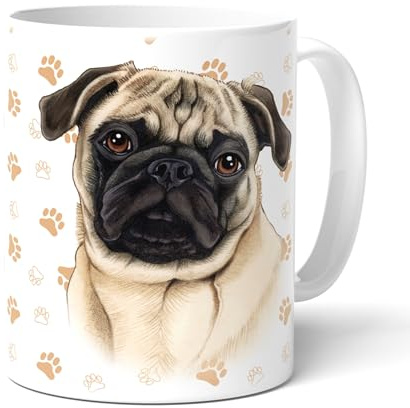 MOPS (47) - Kaffeetasse aus Keramik. Becher mit passenden Text und Mops Zeichnung. Tasse, Teetasse, Kaffeebecher mit Henkel. Mehrwegbecher. Praktisches Geschenk für alle Hunden Liebhaber.