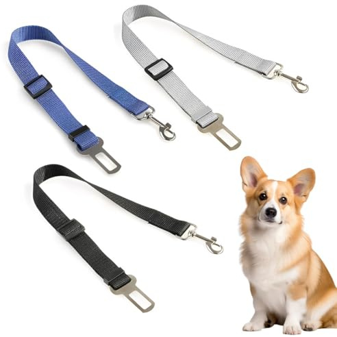 COYUN Cintura di Sicurezza per Cani Auto,3 Pezzi Cintura Cane Auto, Cinture di Sicurezza per Auto per Cani,con Assorbimento Degli Urti e Moschettone, per Gatti e Cuccioli