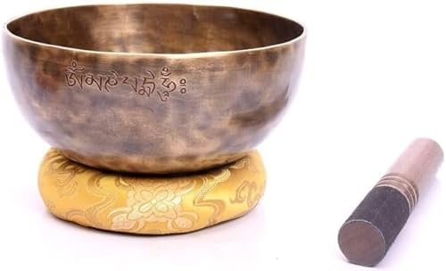 Amilav Collections Bol tibétain pleine lune de 20,3 cm, note mi, chakra du plexus solaire, guérison, méditation zen