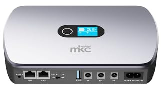 Melchioni MK-8800 Mini UPS DC 8800mAh (32Wh), Display LCD, Uscite 5V/9V/12V, PoE 24V, LAN, Batteria al Litio, Backup per Router WiFi, Modem, ONT Fibra e Telecamere IP