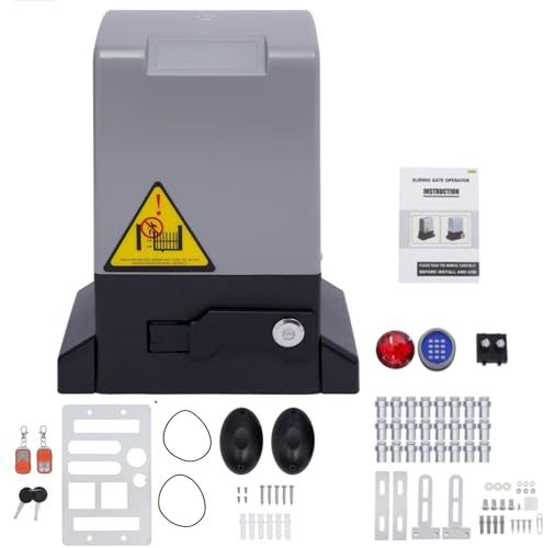 Ouvre-portail coulissant électrique 370 W avec télécommande, serrure à code et capteur infrarouge, entraînement de portail coulissant jusqu'à 800 kg, portail coulissant IP44, ouverture automatique de