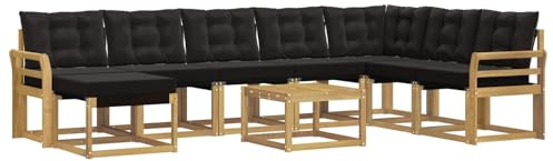 vidaXL Outdoor-Sofagarnitur mit Kissen 9 pcs Weiß und Schwarz, Modernes Garten-Sofa-Set, wetterfeste Möbel, strapazierfähige Couch, perfekte Sitzgelegenheit am Pool