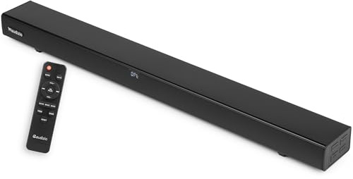 Audizio SB95 Wall Mount TV Soundbar with HDMI ARC, Bluetooth 5.3, USB player, optical, AUX and remote, 120W 2.2 channel Soundbar for tv, monitor, PC and home audio setups