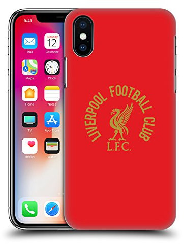 Head Case Designs Officially Licensed Liverpool Football Club Gold LFC On Red Liver Bird Hard Back Case Compatible With Apple iPhone X/iPhone XS