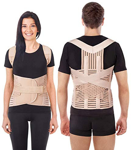 TOROS GROUP MANUFACTURE LUX Haltungskorrektur Geradehalter Schulter Rücken Haltungsbandage Posture Corrector Haltungstrainer mit verstellbare Größe verstellbar aus dem hochwertigsten Beige Large