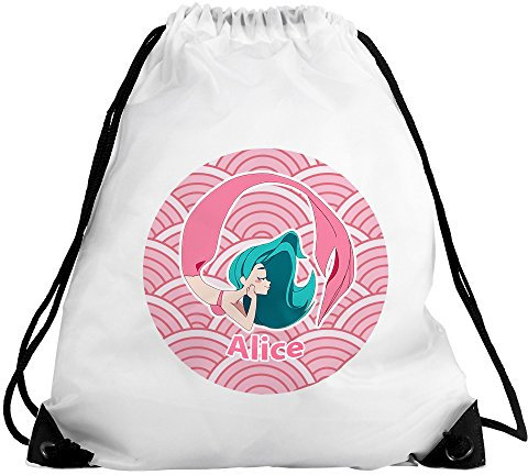 Eurofoto Turnbeutel mit Namen Alice und Meerjungfrau-Motiv in Rosa für Mädchen | Sport-Beutel für Kinder | Gymbag