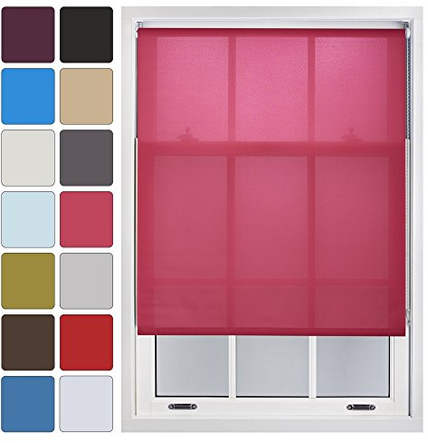 FURNISHED Blinds Window Custom Made to Measure Daylight Roller Blinds - Sheer Non-blackout Blind Opaque Fabric Shades Easy Fit Window Blinds, Fuchsia up to 210W x 210H cm
