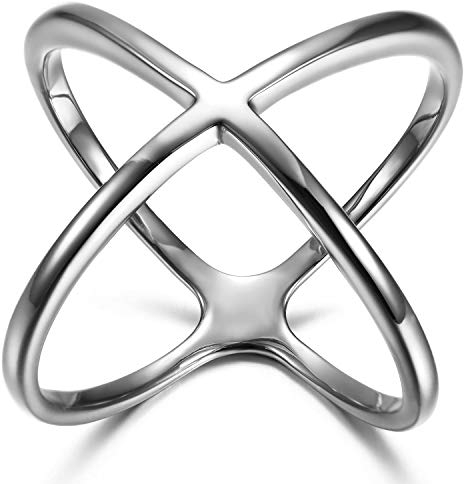 JewelryWe Schmuck Damen-Ring, Edelstahl Kreuz Infinity Unendlichkeit Zeichen Symbol Ring Verlobungsringe Trauringe Eheringe, Silber, Größe 59