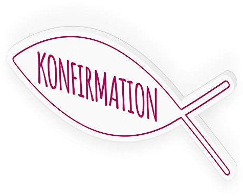 itenga Türschild Fisch Konfirmation 30,0 x 11,5 cm Tischdeko Aufsteller Schild Deko Schrift (pink)