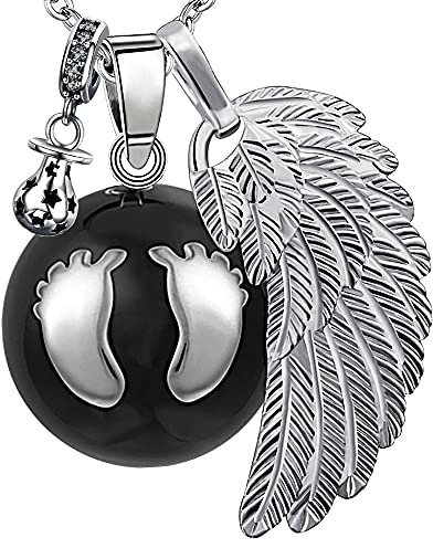 💖 Bola de grossesse clochette Pendentif harmony ball “Appeleur d’anges 👼” Bijou musicale pour Maternité femmes enceintes avec chaîne aile d'ange et Bola