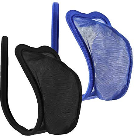 lau-fashion Juego de 2 tangas C-tanga negra azul transparente para hombre de malla S/M/L, negro, azul, Talla única