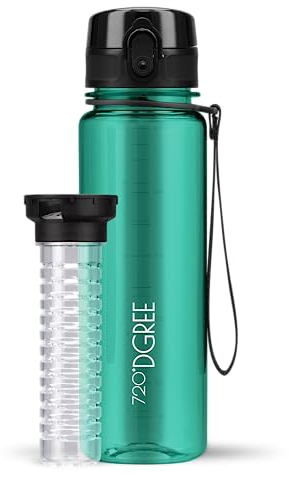720°DGREE Gourde d'Eau 500ml “uberBottle“ +Fruit-Infuseur, crystalClear - Sans BPA, Anti-fuite - Bouteille, water bottle idéale pour Enfants, École, Sport, Randonnée, Camping, Université, Voyage