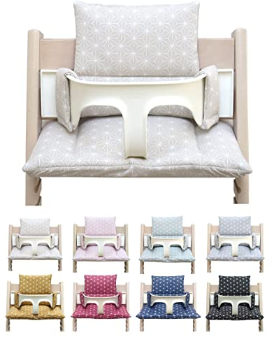 Blausberg Baby - Sitzkissen Set ABWASCHBAR kompatibel mit Stokke Tripp Trapp Hochstuhl Materialien Oek-Tex Standard zertifiziert - Made in Germany (Happy Star Beige ABWASCHBAR)