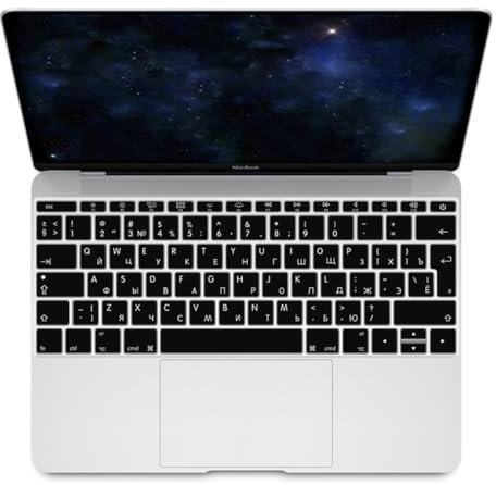 MMDW Tastatur-Abdeckung für MacBook Pro 13 Zoll 2017 & 2016 Release A1708 No Touch Bar & MacBook 12 Zoll A1534 Schutzhaut (EU Layout)