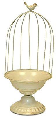 MIMBRE NATURAL Jaula Half Blanca. Macetero Jaula metálico. Macetero decoración Interior Exterior (20 × 20 × 48)