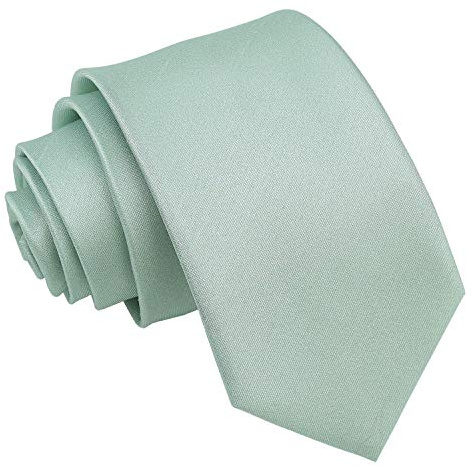 DQT Mens Plain Shantung Tie – 7cm Slim Necktie for Wedding Business & Formal Wear - Dusty Green