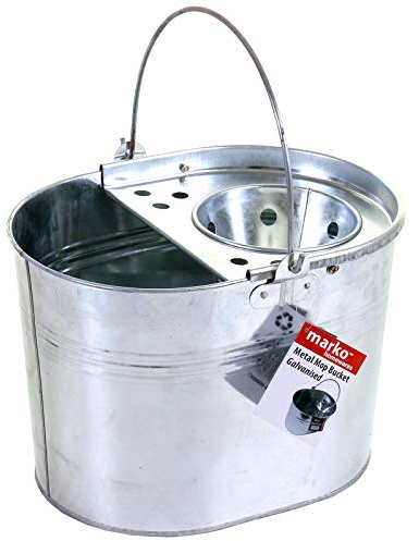 Metal Mop Bucket Galvanised Heavy Duty Cleaning Home Kitchen Strong Handle Water