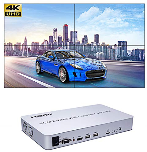 4K 2x2 KVM HDMI Video Wall Controller Giocatore Supporto scheda SD U Disk segnale Uscita Video Processor supporto 1x1, 1x2, 1x3, 1x4, 2x2, 2x1, 3x1, 4x1