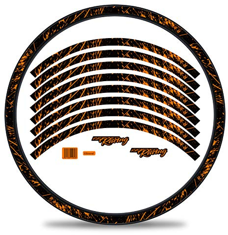 Finest Folia 16-teiliges Set Felgenrandaufkleber Sticker für Fahrrad Felgen im Racing Design Komplett Set für 27 29 für Rennrad Mountainbike MTB Laufrad RX024 (Neon Orange, Glanz)