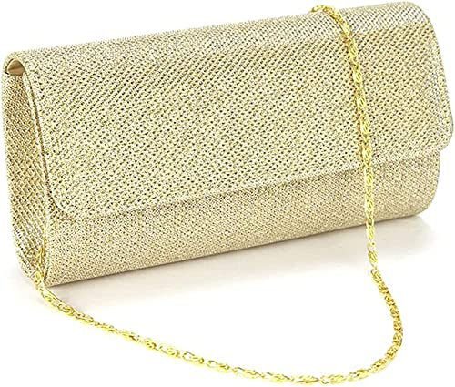 Clutch Bag Evening Bag Handbags Purse Handbag With Detachable Chain Strap for Wedding Cocktail Party Velvet Solid Color (Gold)