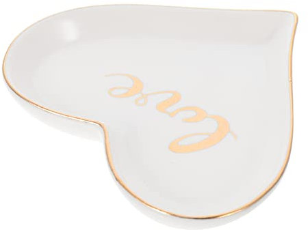 FOMIYES Keramik Serviertablett Schmuckständer Platte Servierteller Dekoschale Love Herz Form dekoteller Schmuckhalter Schale Organizer für Schmuck Wohnzimmer Badezimmer Deko