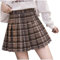 PAIDAXING Damen Karierte Rock Minirock Faltenrock Wolle Plisseerock High Waist A Linie Röcke mit Plaid Schulmädchen Skater Tennis Plissee Kurze Kleid