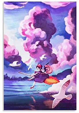 Kiki's Delivery Service Anime Movie Art Poster Dekorative Malerei Leinwand Wandkunst Wohnzimmer Poster Schlafzimmer Gemälde 50 x 75 cm