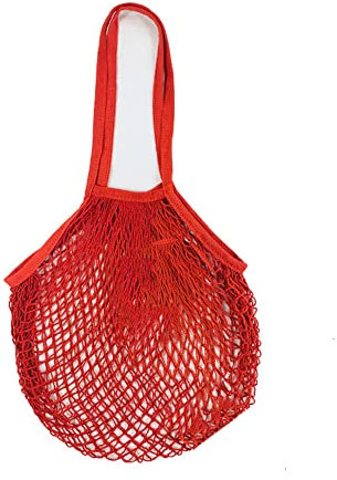 Sac à provisions en ficelle, sacs en filet d'épicerie réutilisables en coton sac à ficelle en filet portable pour le stockage des fruits et légumes (rouge)