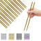 Evanda Gold Essstäbchen 10-Paar wiederverwendbare Chop Sticks Metall Essstäbchen, Edelstahl Golden Titanium Überzug Essstäbchen Easy Clean Geschirrspüler Safe
