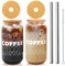Mason Life 2 Piece Iced Coffee Cup Set, 18oz Glass Tumblers with Lids and Straws, Borosilicate Glass, 1182.94ml Capacity