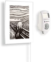 Riscaldatore a infrarossi Könighaus - 300 Watt + termostato smart e APP Könighaus - una stufetta elettrica a basso consumo - Cornice bianca (19. Immagini di musei)