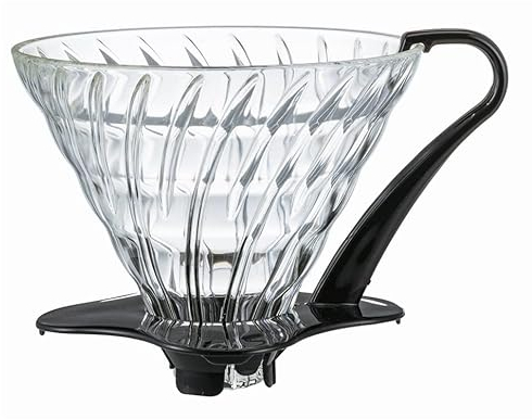 HARIO Glass Coffee Dripper V60 03 - Goteador de café, color negro