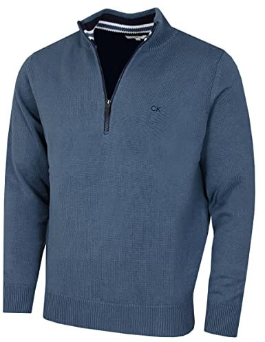 Calvin Klein Mens 1/2 Zip CK Golf Sweater - Denim Sport - M