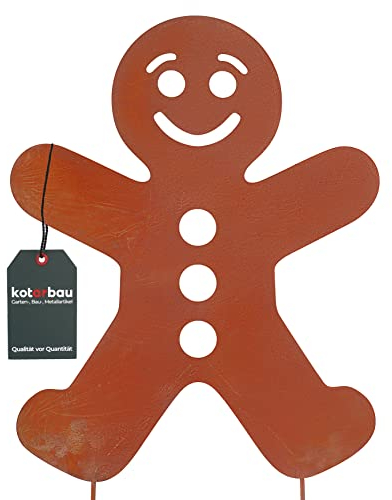 KOTARBAU® Gartendekoration Rostfiguren 55cm Lebkuchenmann Weihnachtsdeko Garten Ecorost Gartenstecker Weihnachten Gartenfiguren & Gartenstatuen Roststecker Gartendeko für Draußen Edelrost