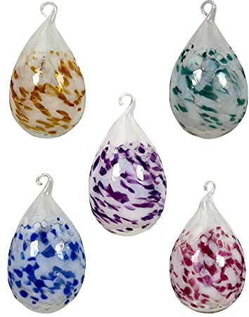 Lauschaer Glas Ostereier aus Glas mit Granulat Verschiedene Größen und Sets mundgeblasen handgeformt (5, opalweiß mit 5 Farben)