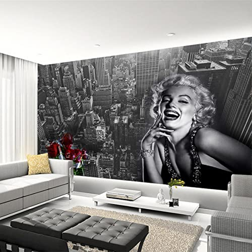 Modernes, Einfaches, Schwarz-weißes Gebäude, Marilyn Monroe, Fototapete, Wohnzimmer, Restaurant, Einkaufszentrum, Dekor, Wandbild, 3D-Fresko