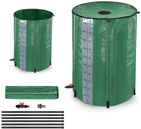UISEBRT Serbatoio per acqua piovana da 200 litri, pieghevole, con griglia di ingresso dell'acqua, serbatoio dell'acqua piovana, in PVC, raccoglie acqua rispettosa dell'ambiente