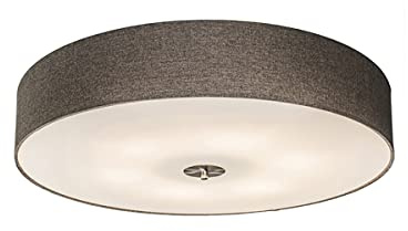 Qazqa Smart led Modern Stoff Deckenleuchte, Deckenlampe - Drum Jute - Taupe, Rund, 2700K - 6500K, dimmbar, 6-flammig, 70cm, Ideal als Flur, Küche lampe, Schlafzimmerlampe und Wohnzimmerlampe