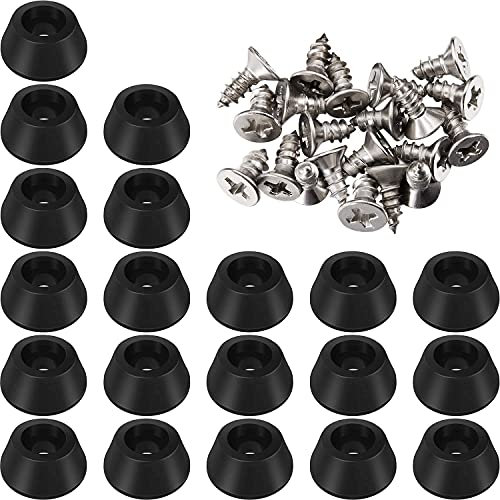 Juego de 20 patas de Goma con Tornillos de Acero inoxidable, 0,28 x 0,59 (HD),Suaves,Antideslizantes, No Dejan Huellas, Antideslizantes, Asas Finas Para Muebles, Electrónica y Electrodomésticos