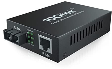 ipolex Convertisseur de média Gigabit Ethernet, double port SC 1,25G, convertisseur RJ45 SMF fibre vers cuivre pour 10/100/1000Base-TX à 1000Base-LX, jusqu’à 20-km. 1-Pack.