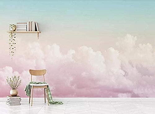 Beau ciel rose avec des nuages Papier peint à fresques moderne Décoration murale de chambre à coucher de sal Papier Peint 3D Salon Tv Salle De Séjour Chambre À Coucher Mural Enfant-150cm×105cm