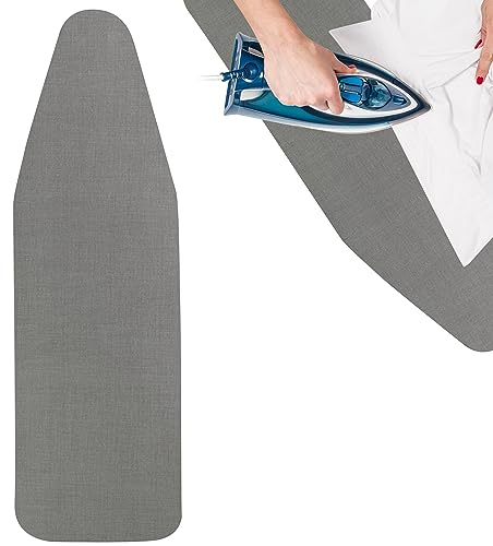 Bügelbrettbezug für Schnelles und Einfaches Bügeln, Bügelbrettbezug 120x49 cm Universeller Baumwoll Bügeltischbezug mit Kordelzug, Geeignet für Dampfbügelstation, Blumen (Grau)