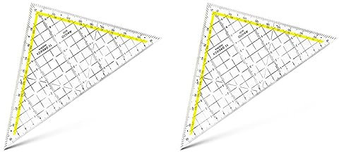 Aristo 1650/1 TZ-Dreieck (Hypotenuse 22,5 cm, Tuschenoppen, keine Facette, Plexiglas mit Tiefenprägung, Made in Austria) transparent (Packung mit 2)