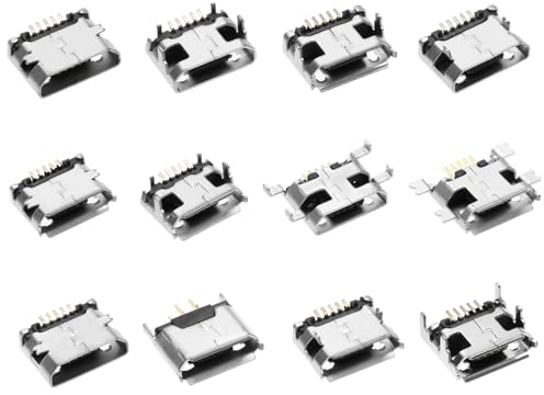 Be In Your Mind 60pcs Connecteur Micro USB Type B Femelle 5 Broches 180 Degrés Connecteur de Prise Femelle Adaptateur de Remplacement de Port Jack