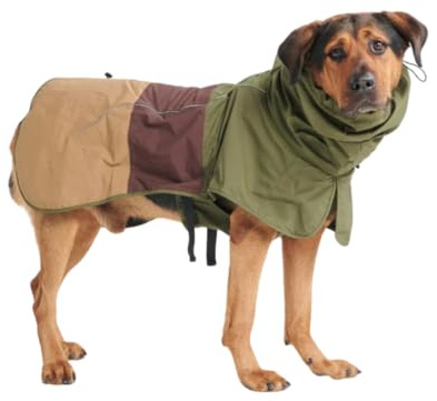 Spark Paws Dog Raincoat, Waterproof Coat Rain Jacket for Small Medium Large Dogs, Reflective Breathable Full-Body Coverage - Green Brown Tan, 4XL